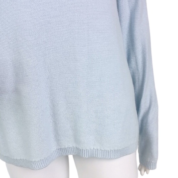 LC LAUREN CONRAD Sweater Ruffle Cold-Shoulder Eyelet Lace Blue - Picture 3 of 8